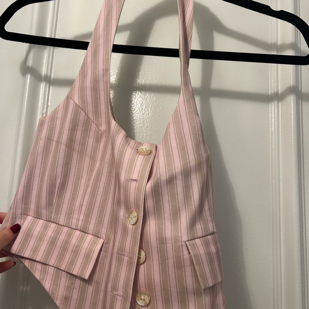 Pink Striped Halter Vest